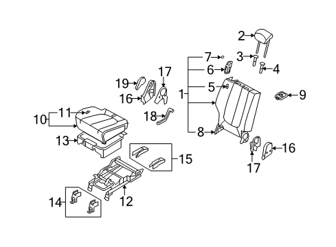 2009 Kia Rondo Second Row Seats Cover-Rear Seat RECLIN Diagram for 896111D010RU