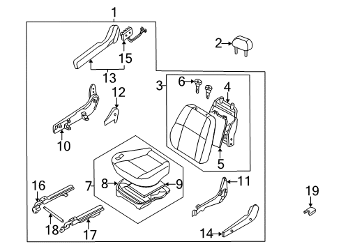 1997 Nissan Pathfinder Heated Seats Cushion Assy-Front Seat Diagram for 87300-0W060