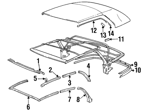 1994 BMW 318i Folding Top Cowl Gasket Diagram for 54318204146
