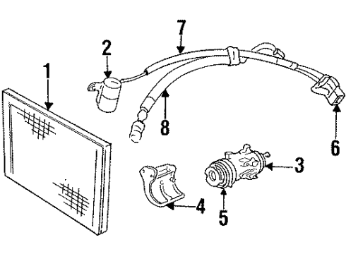 1987 Dodge Caravan A/C Condenser, Compressor & Lines -Assembly - A/C Diagram for 4773352