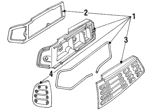 1986 Ford Taurus Tail Lamps Lens Assembly Diagram for E6DZ13450A