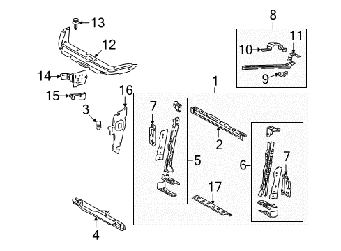 2009 Toyota RAV4 Radiator Support Lower Support Diagram for 53218-0R010