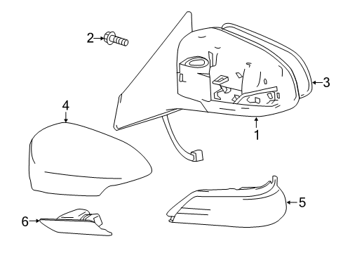 2016 Toyota Avalon Outside Mirrors Mirror Sub-Assembly, Outer Rear View, Left Diagram for 87906-07041