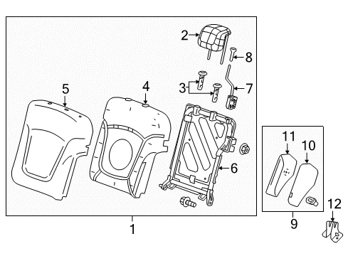 2020 Chevrolet Spark Rear Seat Components Bolster Pad Diagram for 42456536