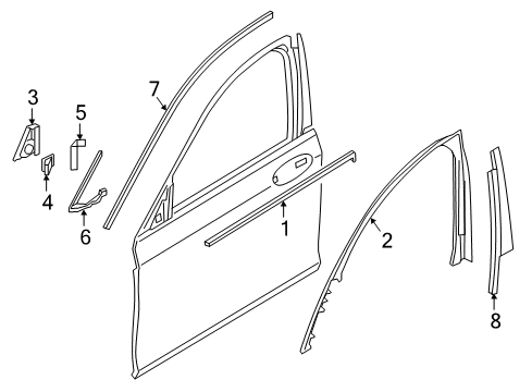 2019 BMW 740i xDrive Exterior Trim - Front Door Cover, Window Frame, Door, Front Left Diagram for 51417458441