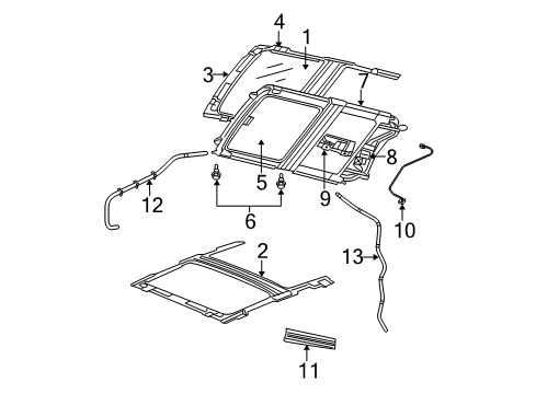 2005 Jeep Grand Cherokee Sunroof Tube-SUNROOF Drain Diagram for 55276954AA