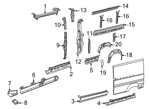 2017 Ram ProMaster 2500 Inner Structure - Side Panel REINFMNT-C-Pillar Diagram for 68109577AA