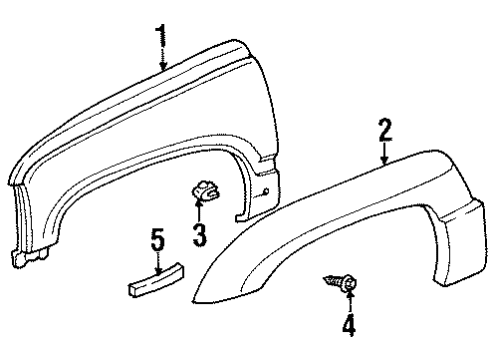 2000 GMC Yukon Fender & Components, Exterior Trim Flare Nut Diagram for 15709267