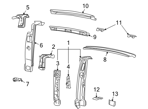 1998 GMC Savana 1500 Rear Body Upper Rail Upper Bracket Diagram for 15975285