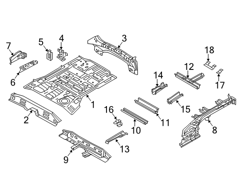 2015 Kia Sorento Rear Body & Floor Member Assembly-Rear Floor Diagram for 657101U020