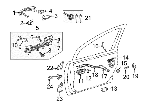 2015 Toyota Prius Front Door Handle, Outside Cover Diagram for 69217-74010-A0