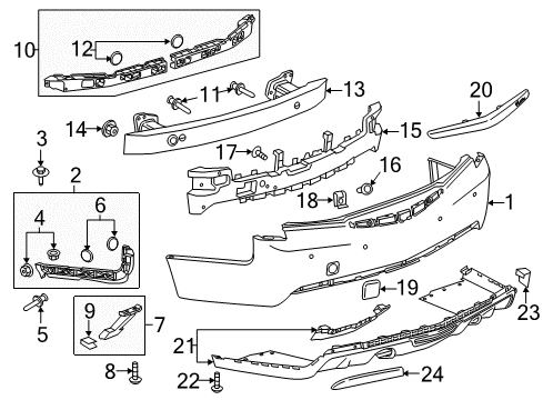 2017 Cadillac ATS Rear Bumper Center Bracket Diagram for 22862145