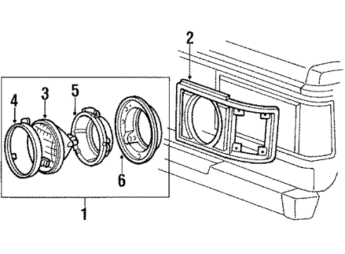 1986 Toyota Land Cruiser Headlamps Sealed Beam Retainer Ring Diagram for 81111-89117