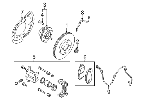 2014 Nissan Rogue Select Front Brakes Plate-BAFFLE Diagram for 41151-JU00A