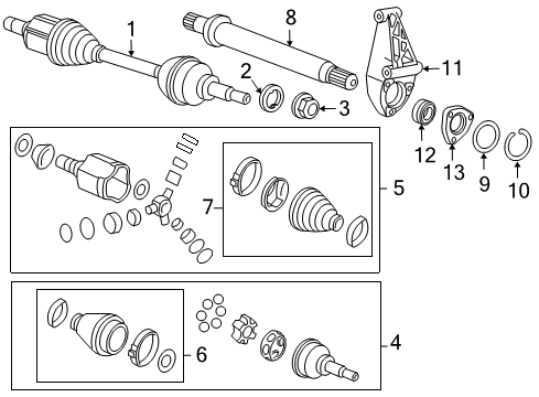 2015 Chevrolet Cruze Drive Axles - Front Joint Kit, Front Wheel Drive Shaft Cv Inner (W/ Boot & Shaft) Diagram for 13301969