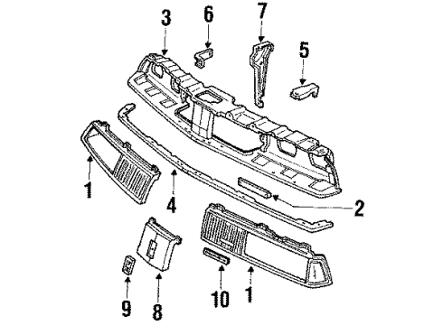 1988 Oldsmobile Delta 88 Grille & Components Grille Asm-Radiator Diagram for 22530641