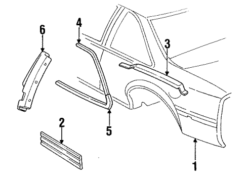 1988 Chevrolet Beretta Quarter Panel & Components Pillar Cover Diagram for 10115337