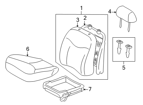 2004 Toyota Echo Front Seat Components Seat Cushion Diagram for 71528-5C510-B0