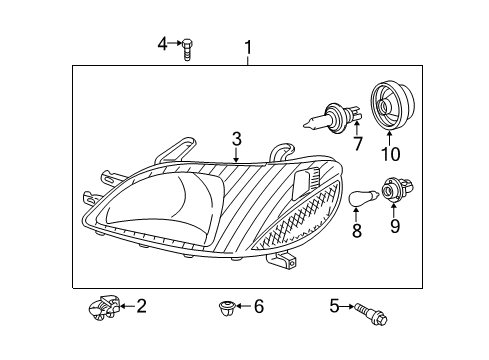 2000 Toyota Echo Bulbs Lens & Housing Diagram for 81130-52190