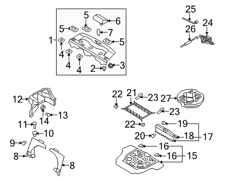 2007 Hyundai Elantra Interior Trim - Rear Body Jack Assembly Diagram for 091101C000