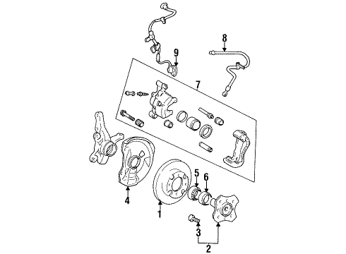 1996 Hyundai Accent Front Brakes Bolt Diagram for 11233-06181