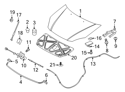 2017 Hyundai Accent Hood & Components Bumper-Door Overslam Diagram for 82191-29000