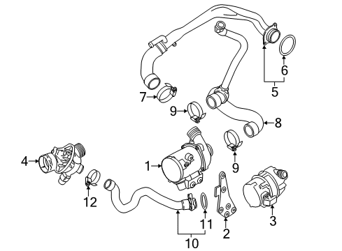 2015 BMW 435i xDrive Water Pump Cooling System Electric Coolant Water Pump Diagram for 11517583965