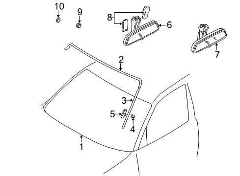 1998 BMW 740i Windshield Glass Cover, Base Plate For Interior Mirror Diagram for 51161954117