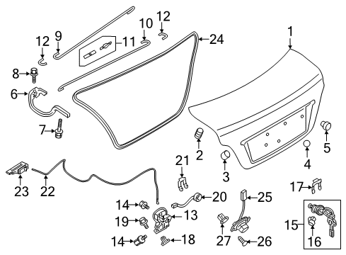 2019 Mitsubishi Mirage G4 Parking Aid GROMMET-Trunk Lid Diagram for MB344630