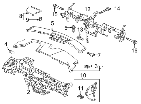 2020 Honda Clarity Cluster & Switches, Instrument Panel Nut, Spring (5MM) Diagram for 90321-T5A-J01