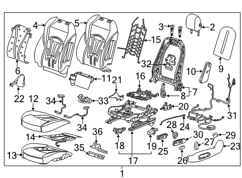 2019 Buick LaCrosse Driver Seat Components Seat Switch Knob Diagram for 26690088