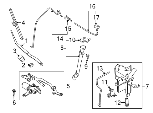 2013 Nissan Murano Wiper & Washer Components Rear Window Wiper Arm Assembly Diagram for 28781-1FC0A