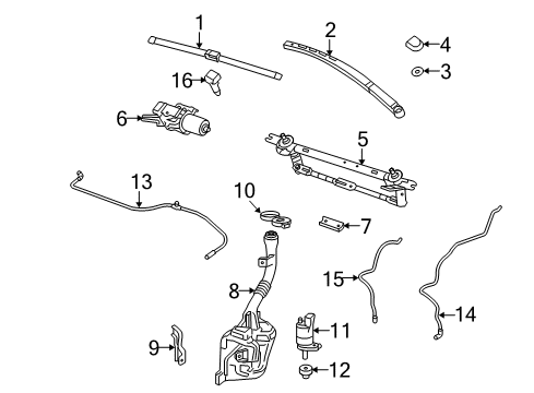 2016 GMC Terrain Wiper & Washer Components Wiper Arm Diagram for 23104650