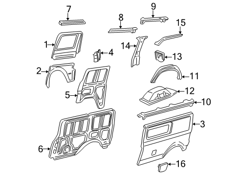 1986 Chevrolet Astro Side Panel & Components Frame Bearing Diagram for 15005920