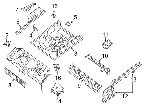 2016 Nissan Sentra Rear Body - Floor & Rails Cover Rear Floor, Rear RH Diagram for G4586-EM3MA