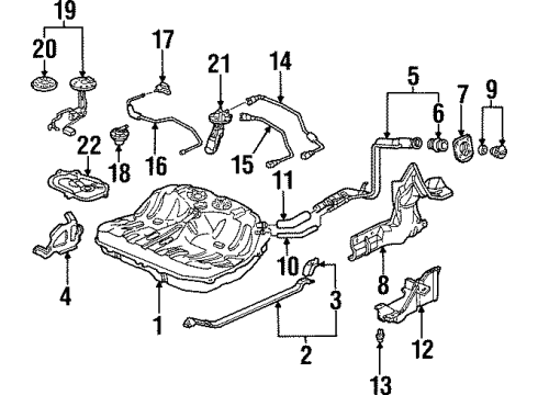 2001 Honda Prelude Fuel System Components Pump Unit, Fuel Diagram for 17040-S30-A50