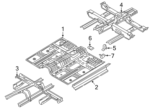 2019 Hyundai Santa Fe XL Floor Reinforcement Assembly-Center Floor Diagram for 65130-2W500