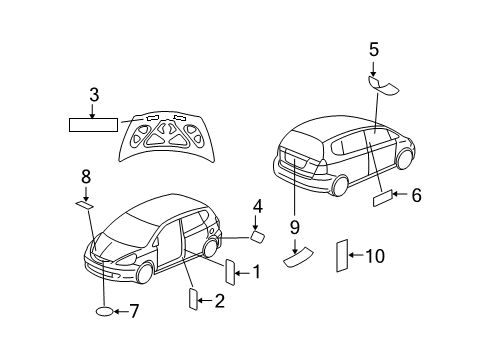 2009 Honda Fit Information Labels Label, Fuse Diagram for 38205-TK6-A00