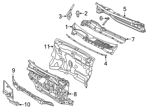 2021 Nissan NV200 Cowl Dash Upper Diagram for F7000-3LNMA