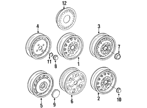 1989 Eagle Summit Wheels, Covers & Trim Wheel Center Cap Diagram for MB579495