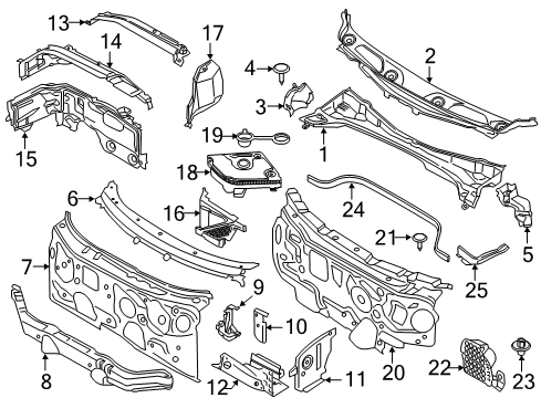 2017 Mini Cooper Countryman Cowl Holder, Battery Tray Diagram for 51717419826