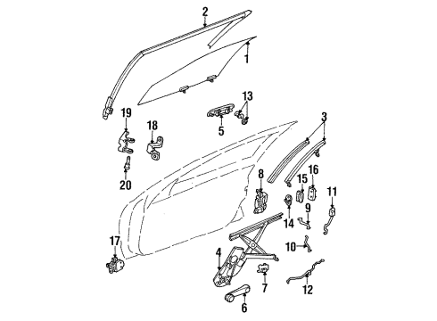 1996 Dodge Stratus Front Door Glass & Hardware, Lock & Hardware Dr Check-Front Door Diagram for 4814308AB