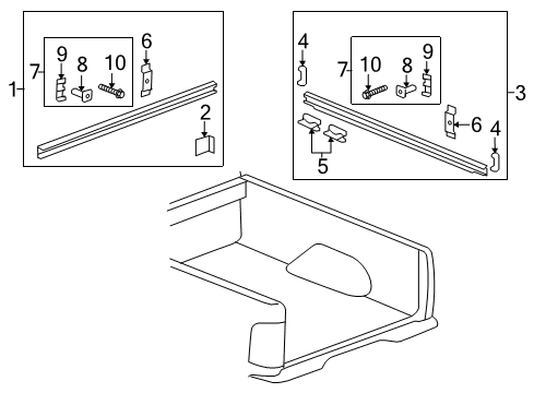 2014 Chevrolet Silverado 2500 HD Box Rails Rail Kit-Cargo Carrier Pick Up Box Side Diagram for 25839837