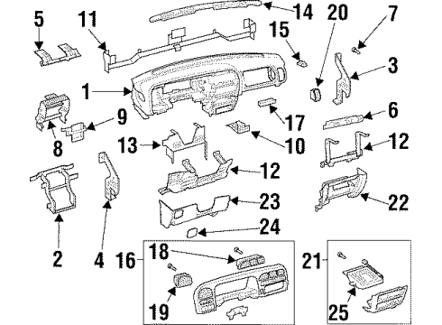 1996 Acura SLX Instrument Panel Panel, Instrument Diagram for 8-97105-338-0