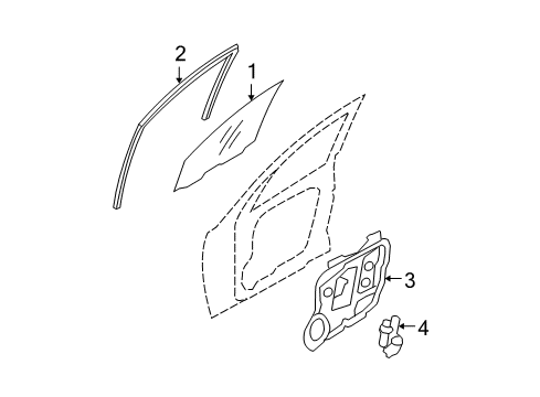 2007 Hyundai Santa Fe Front Door Glass-Front Door Window, RH Diagram for 82421-0W011