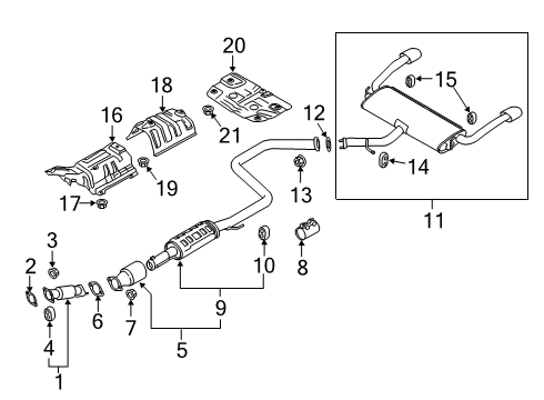 2020 Kia Forte Exhaust Components Catalyst Case Assembly Diagram for 285302BTY0