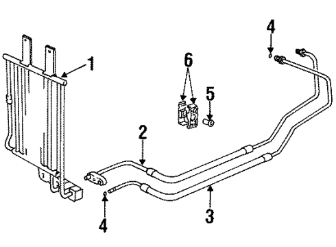 1991 BMW 850i Trans Oil Cooler Transmission Oil Cooler Diagram for 17201704083