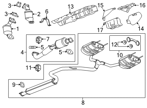 2015 Buick LaCrosse Exhaust Components Muffler & Pipe Diagram for 23416463