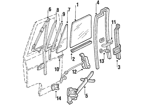 1996 Chevrolet P30 Front Door - Glass & Hardware Motor Asm, Front Side Door Window Regulator <Use 1C5L 2760A> Diagram for 19152021