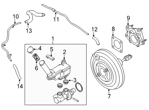 2017 Nissan Juke Hydraulic System Hose-Brake Booster Diagram for 47471-BV90A